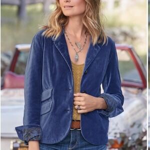 New Sundance Rivulet Blue Velvet Blazer Medium NWT